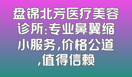 盘锦北芳医疗美容诊所：专业鼻翼缩小服务，价格公道，值得信赖