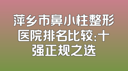 萍乡市鼻小柱整形医院排名比较：十强正规之选