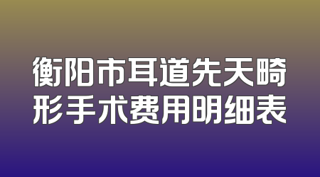 衡阳市耳道先天畸形手术费用明细表