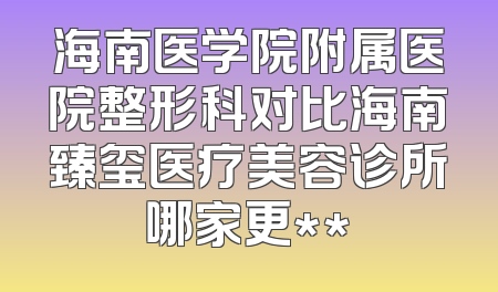 海南医学院附属医院整形科对比海南臻玺医疗美容诊所哪家更**