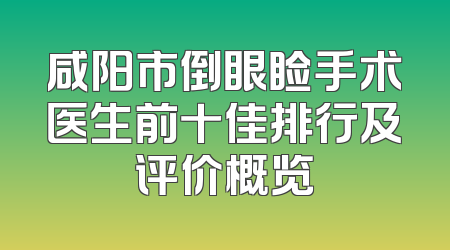 咸阳市倒眼睑手术医生前十佳排行及评价概览