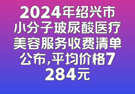2024年绍兴市小分子玻尿酸医疗美容服务收费清单公布，平均价格7284元
