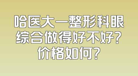 哈医大一整形科眼综合做得好不好？价格如何？