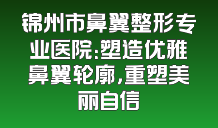 锦州市鼻翼整形专业医院：塑造优雅鼻翼轮廓，重塑美丽自信