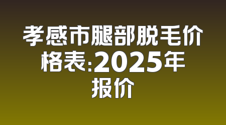 孝感市腿部脱毛价格表：2025年报价