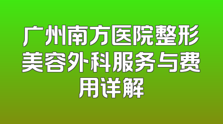 广州南方医院整形美容外科服务与费用详解