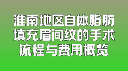 淮南地区自体脂肪填充眉间纹的手术流程与费用概览