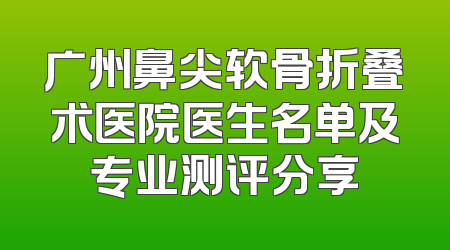 广州鼻尖软骨折叠术医院医生名单及专业测评分享