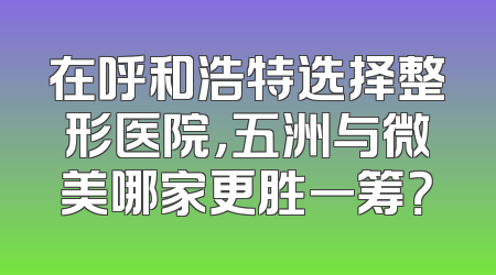在呼和浩特选择整形医院，五洲与微美哪家更胜一筹？
