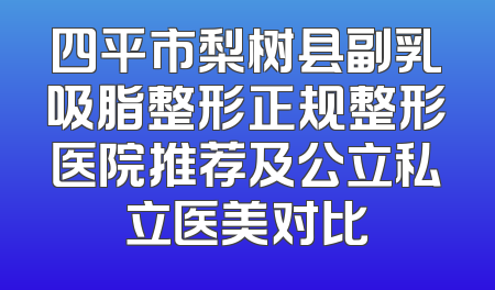 四平市梨树县副乳吸脂整形正规整形医院推荐及公立私立医美对比