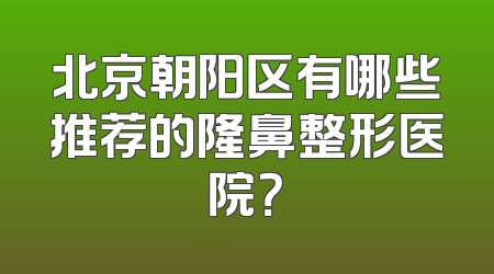 北京朝阳区有哪些推荐的隆鼻整形医院？