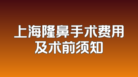 上海隆鼻手术费用及术前须知