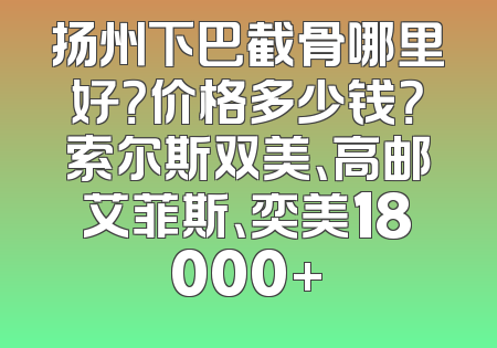 扬州下巴截骨哪里好？价格多少钱？索尔斯双美、高邮艾菲斯、奕美18000+