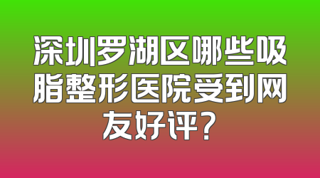 深圳罗湖区哪些吸脂整形医院受到网友好评？