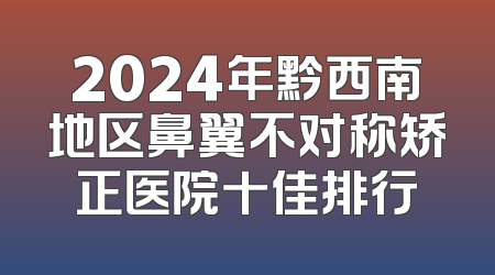2024年黔西南地区鼻翼不对称矫正医院十佳排行