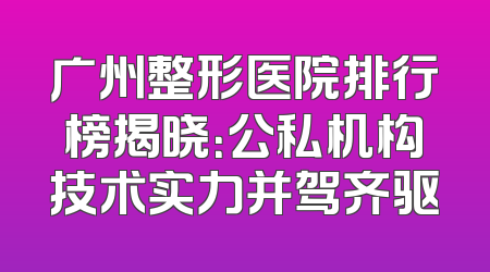 广州整形医院排行榜揭晓：公私机构技术实力并驾齐驱