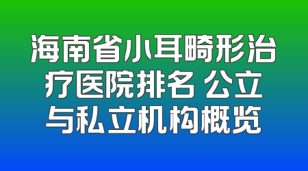 海南省小耳畸形治疗医院排名 公立与私立机构概览