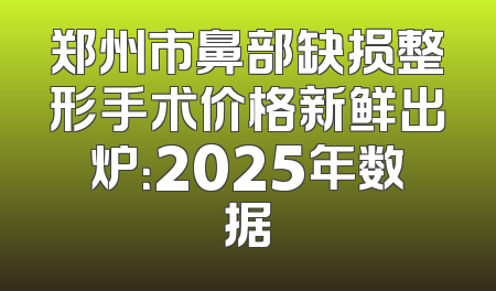 郑州市鼻部缺损整形手术价格新鲜出炉：2025年数据