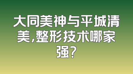 大同美神与平城清美，整形技术哪家强？
