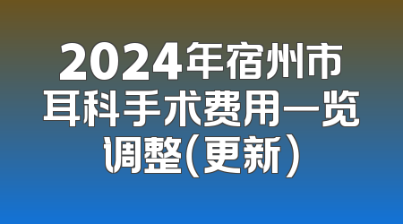 2024年宿州市耳科手术费用一览调整（更新）