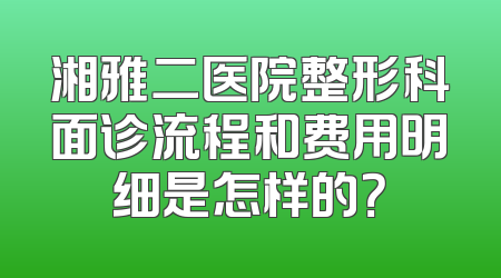 湘雅二医院整形科面诊流程和费用明细是怎样的？