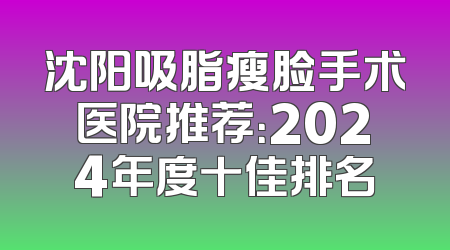 沈阳吸脂瘦脸手术医院推荐：2024年度十佳排名