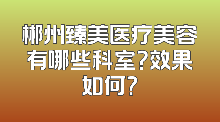 郴州臻美医疗美容有哪些科室？效果如何？