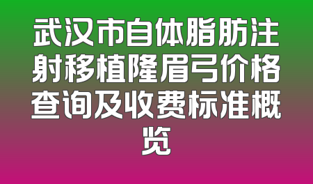 武汉市自体脂肪注射移植隆眉弓价格查询及收费标准概览