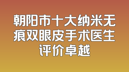 朝阳市十大纳米无痕双眼皮手术医生评价卓越