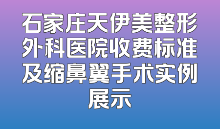 石家庄天伊美整形外科医院收费标准及缩鼻翼手术实例展示