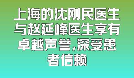 上海的沈刚民医生与赵延峰医生享有卓越声誉，深受患者信赖