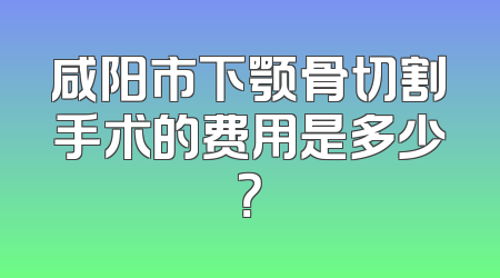 咸阳市下颚骨切割手术的费用是多少？