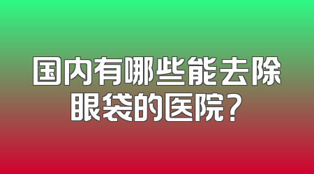 国内有哪些能去除眼袋的医院？