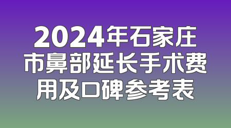 2024年石家庄市鼻部延长手术费用及口碑参考表
