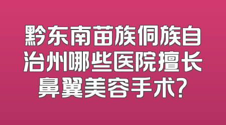 黔东南苗族侗族自治州哪些医院擅长鼻翼美容手术？