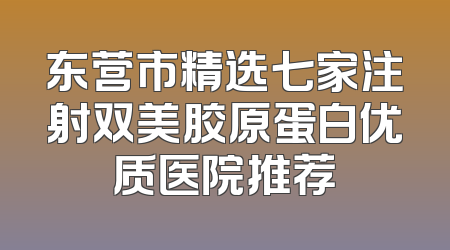 东营市精选七家注射双美胶原蛋白优质医院推荐
