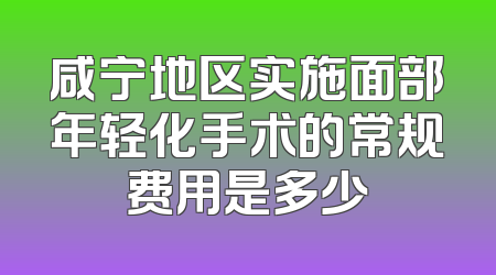 咸宁地区实施面部年轻化手术的常规费用是多少