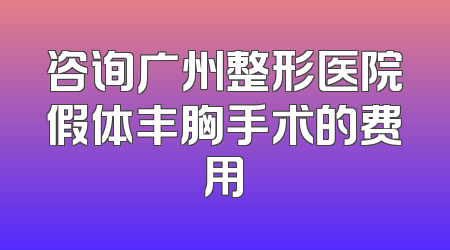 咨询广州整形医院假体丰胸手术的费用