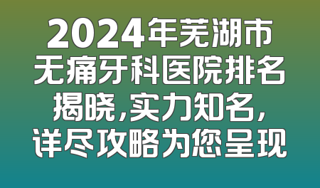 2024年芜湖市无痛牙科医院排名揭晓，实力知名，详尽攻略为您呈现