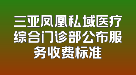 三亚凤凰私域医疗综合门诊部公布服务收费标准