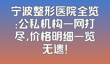 宁波整形医院全览：公私机构一网打尽，价格明细一览无遗！