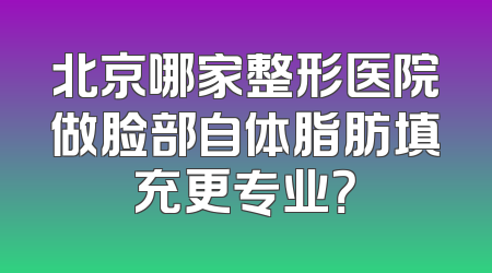 北京哪家整形医院做脸部自体脂肪填充更专业？
