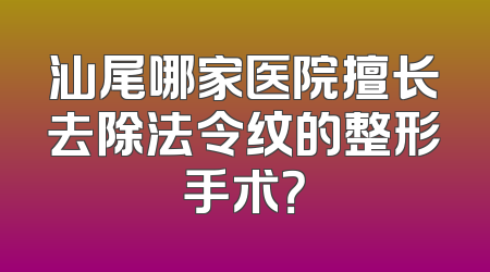 汕尾哪家医院擅长去除法令纹的整形手术？
