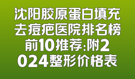 沈阳胶原蛋白填充去痘疤医院排名榜前10推荐：附2024整形价格表
