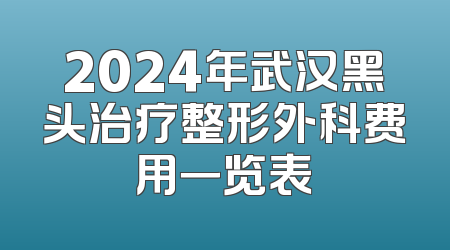 2024年武汉黑头治疗整形外科费用一览表
