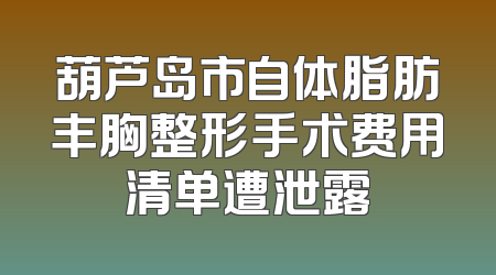 葫芦岛市自体脂肪丰胸整形手术费用清单遭泄露