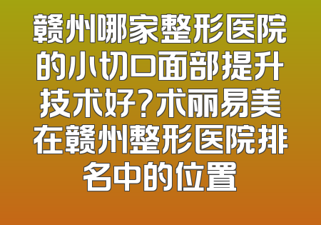 赣州哪家整形医院的小切口面部提升技术好？术丽易美在赣州整形医院排名中的位置