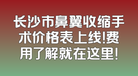 长沙市鼻翼收缩手术价格表上线！费用了解就在这里！