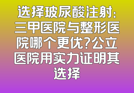 选择玻尿酸注射：三甲医院与整形医院哪个更优？公立医院用实力证明其选择