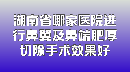 湖南省哪家医院进行鼻翼及鼻端肥厚切除手术效果好